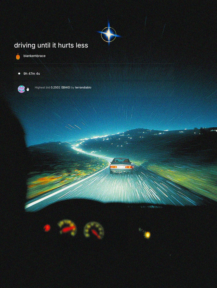 Blank Embrace (@blankembrace) on Twitter photo GM
The auction for 'driving until it hurts less' has started! GM
The auction for 'driving until it hurts less' has started!