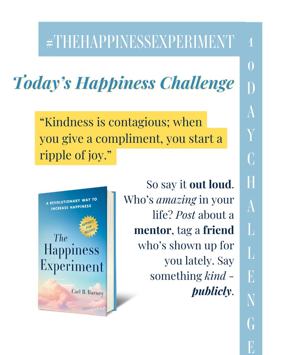 happyXperiment's tweet image. When did you last tell someone they’re amazing publicly?
Not a like. Not a DM. But out loud.
🗣️ Today’s #TheHappinessExperiment:
Shout out a mentor.
Tag a friend.
Leave a real compliment.
Gratitude goes viral. Let’s ripple joy.
#PublicCompliment #KindnessMatters #CarlBarney