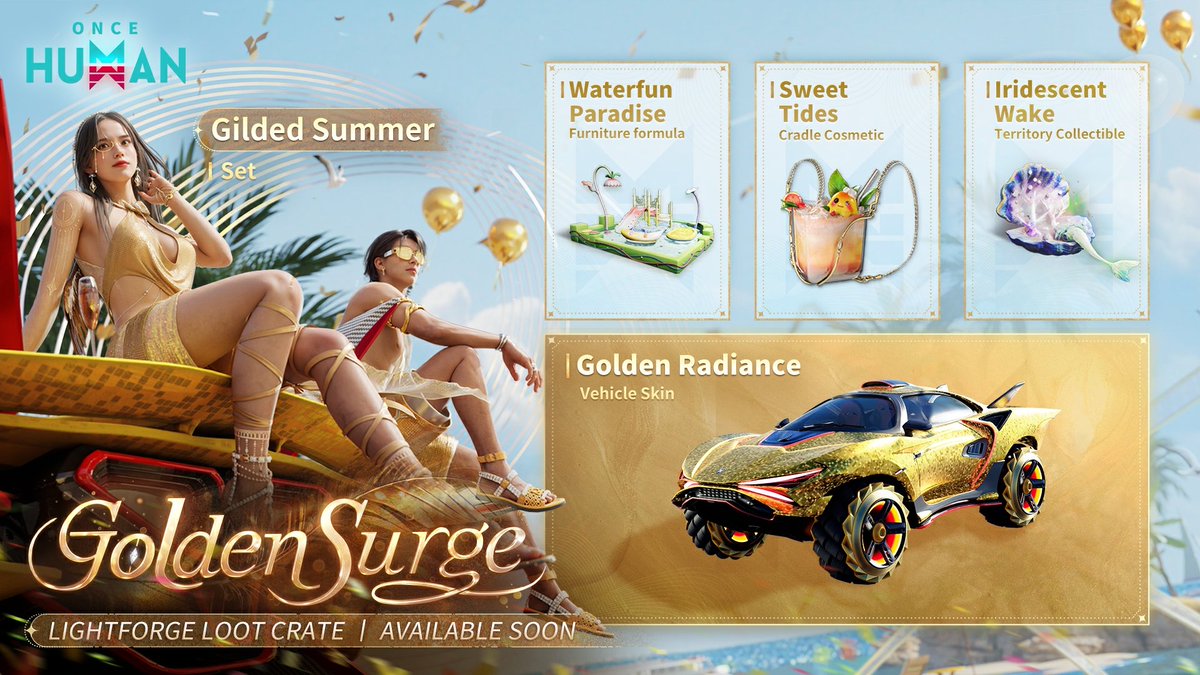 OnceHuman_'s tweet image. In just 4 days, The Lightforge Loot Crate: Golden Surge will be launching!
Let's take a look at the cosmetics included in this crate!
✨Top up through the Official Top-up Center to get up to an additional 24% Crystgin:
pay.neteasegames.com/oncehuman/topup
📱 💻Download Mobile & PC Version…