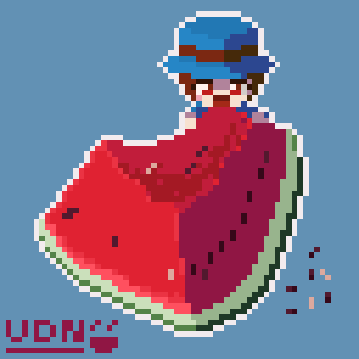 undoknao's tweet image. 志埜さん(@Shino_M)のお題提供で「スイカ」を描きましたわよ!!
デカいスイカにかぶりつきたいね!!
#ドット絵 #pixelart