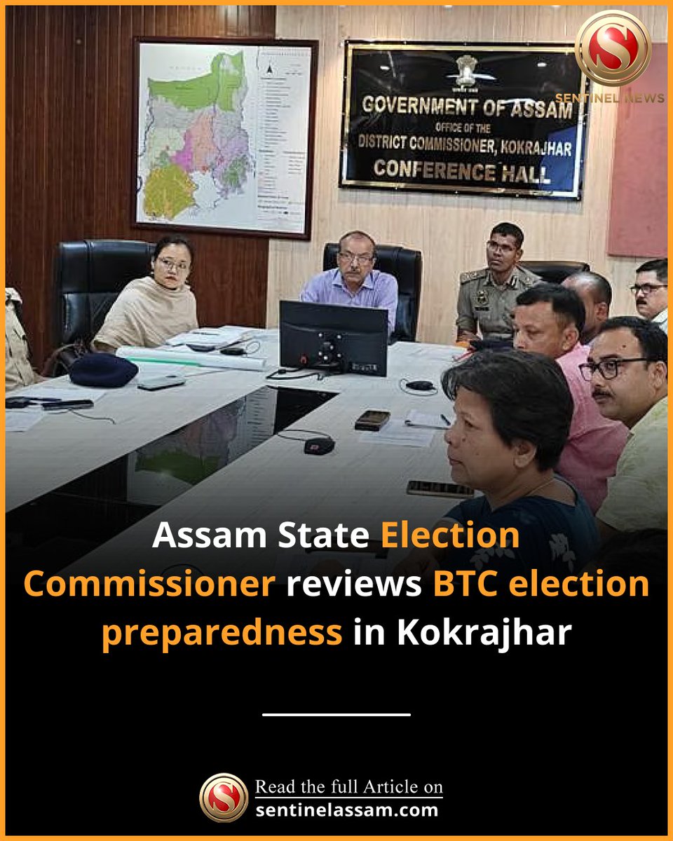 Sentinel_Assam's tweet image. A crucial review meeting on the preparedness for the forthcoming Bodoland Territorial Council (BTC) Election 2025 was held on Thursday at the conference hall of the District Commissioner’s office.
Read more: sentinelassam.com/north-east-ind…
#thesentinel #BTC #election