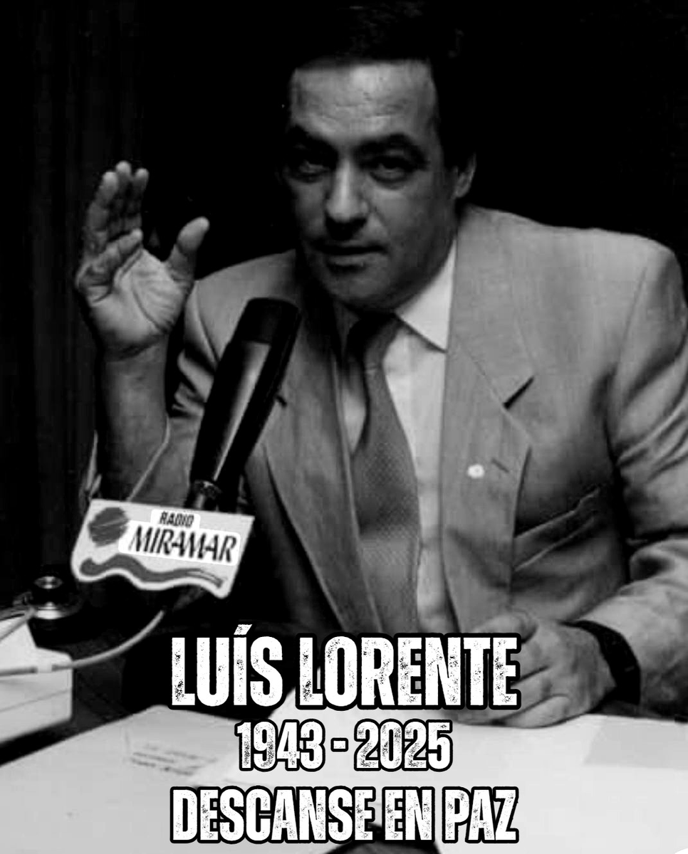 El Chiringuito TV (@elchiringuitotv) on Twitter photo 🖤 Luís Lorente, creador del mítico programa de radio 'Sin Concesiones', y su esposa, María del Carmen, han fallecido esta madrugada en Barcelona.
🙏 Desde <a href="/elchiringuitotv/">El Chiringuito TV</a> , mandamos un abrazo enorme y mucho ánimo a nuestro compañero, <a href="/Marsallorente/">Marçal Lorente</a> , y a su hermano, Óscar. 🖤 Luís Lorente, creador del mítico programa de radio 'Sin Concesiones', y su esposa, María del Carmen, han fallecido esta madrugada en Barcelona.
🙏 Desde <a href="/elchiringuitotv/">El Chiringuito TV</a> , mandamos un abrazo enorme y mucho ánimo a nuestro compañero, <a href="/Marsallorente/">Marçal Lorente</a> , y a su hermano, Óscar.