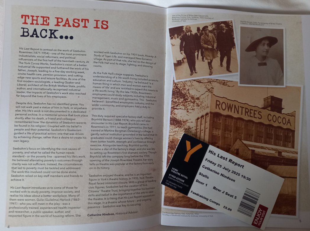 Such a joy and privilege to see His Last Report at York Theatre Royal. Working with the extraordinary YTR creative team as their historical advisor and seeing stories I have recovered from the archives come to life on stage = career highlight to date 🍫💕