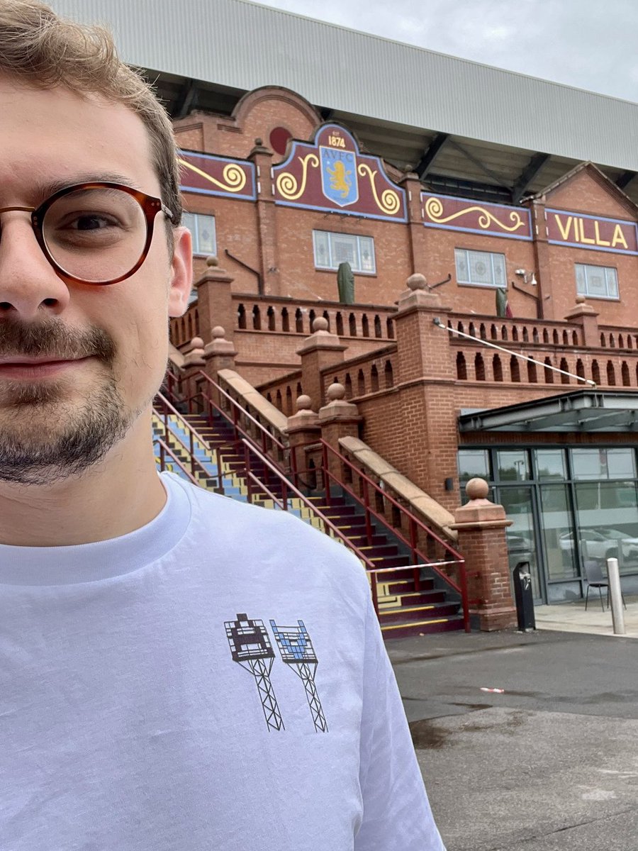 FoundersDesign's tweet image. Former The Villa View (@The1874Podcast) Matt Lynch repping the AV Floodlights tee at the most beautiful stadium in the country. #AVFC