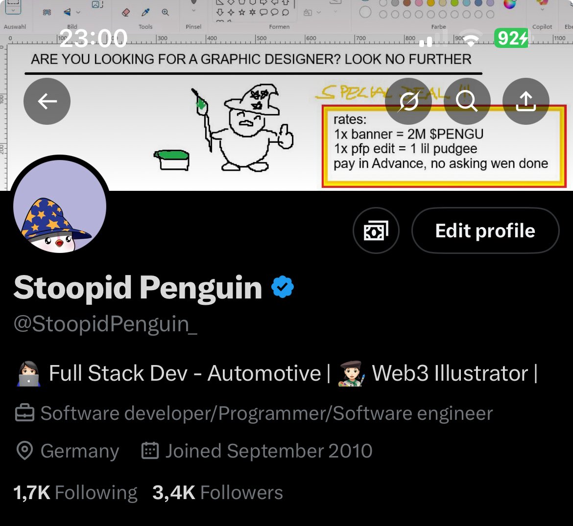 Stoopid Penguin (@stoopidpenguin_) on Twitter photo New banner made by <a href="/japengnese/">Japengnese</a> 💀
Hit him up to get yours personalized.
I’m not a graphic designer though.
I draw shi things New banner made by <a href="/japengnese/">Japengnese</a> 💀
Hit him up to get yours personalized.
I’m not a graphic designer though.
I draw shi things