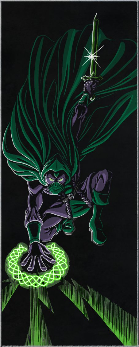 LoneCavemanX's tweet image. Been wanting to do a piece depicting @writercollin's Emerald Man for a little while, & my Commission Page's rules section (I don't do Fanart's on Commission, but do as gifts, or as part of art trades) gave me the perfect excuse to do just that.
