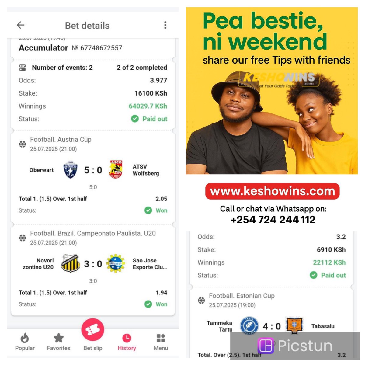 mboni_cfc's tweet image. Free slip & premium slip won🎉
Today’s predictions updated✅
Visit Keshowins.com 👇
We also have each and every today’s game predicted here keshowins.com/freemium?page=…
Join our WhatsApp group for updates chat.whatsapp.com/FnyNMcHPcSC0Gv…