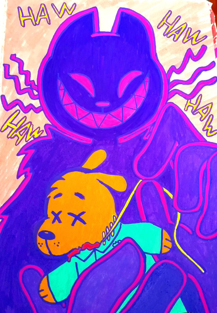 FlavourAmy's tweet image. Pulling the important string 
Or evil Peteys favorite dream 

#dogman #detey 

I really need to learn how to draw digital, I bet colors are easier to do there x.x&quot;