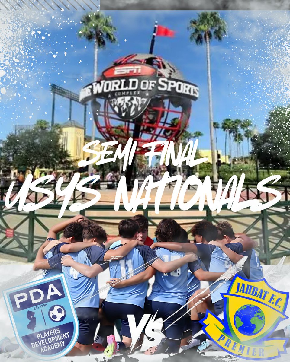 Early morning kickoff at the Wide World of Sports!! 🏟️🔥 8AM we face Jahbat FC in the USYS National Semifinal!! It’s GO TIME!! 💪⚽️ #PDAHibos #PDAProud #USYS