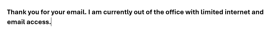 ArkansasTurf's tweet image. Please stop putting this in your auto-reply unless you are taking a trip deep into the Amazon jungle. If you don't want to answer the phone or emails, just say that!! I search for places with limited internet and they are hard to find!!