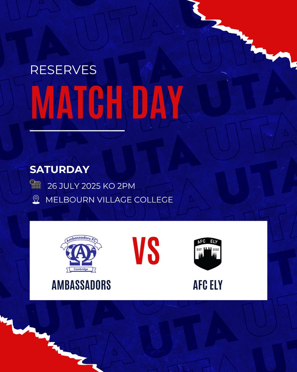 GAME DAY 💙

Reserves are back in pre-season action, this afternoon we are facing AFC Ely again. 

Few new faces and players trialing out again, should be a good game 💪🏼 

#UTA