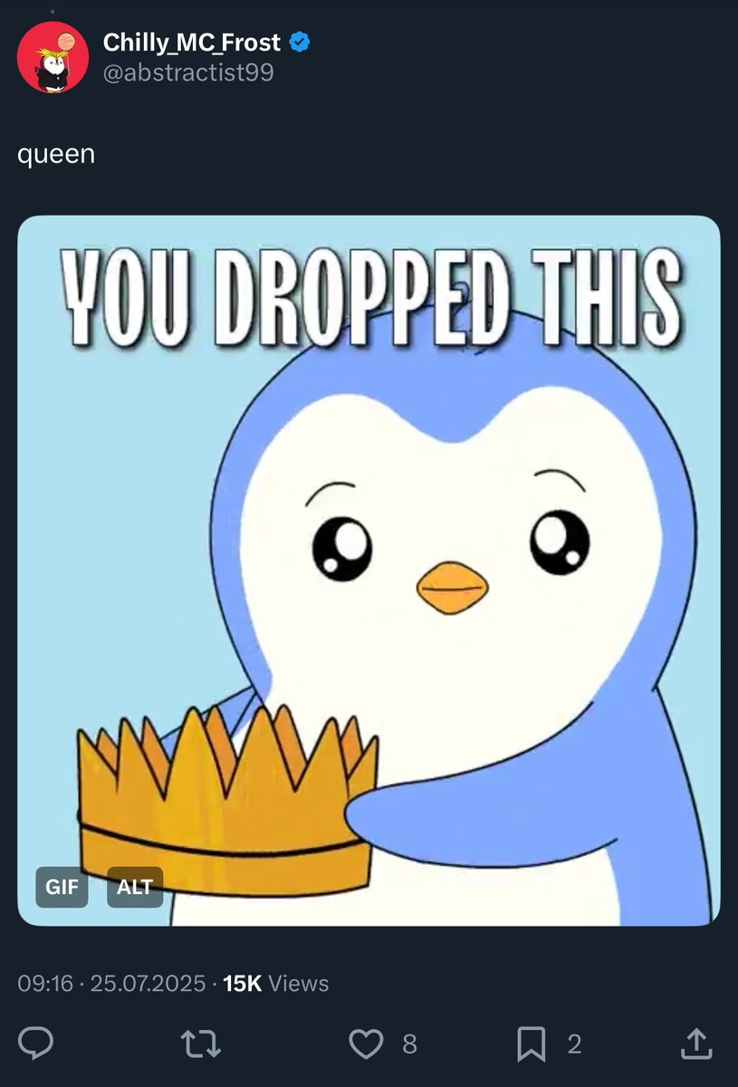 abstractist99's tweet image. proliferating the penguin was never easier,
15K eyeballs for this GIF,
I love @pudgypenguins @LilPudgys $PENGU and the meme-ing game 🐧