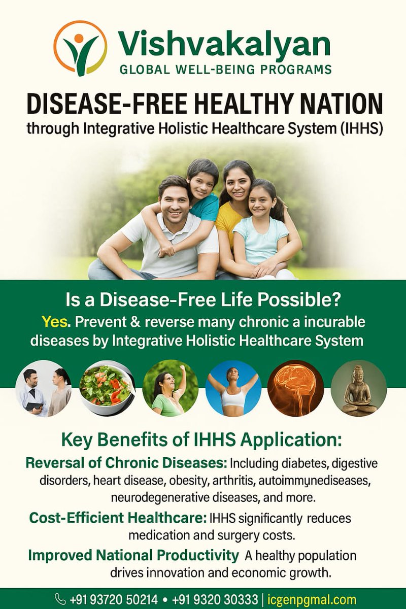 infogppm's tweet image. 🌍 Cardiac Disease-Free Nations ARE Possible! 🫀
The global heart crisis demands bold, cost-effective action.

Integrative Holistic Healthcare System (IHHS) enables prevention &amp;amp; reversal.

🌐 Act now. Lead change.
📞 +91 9372050214
📧 infogccp@gmail.com

#CardiacHealth