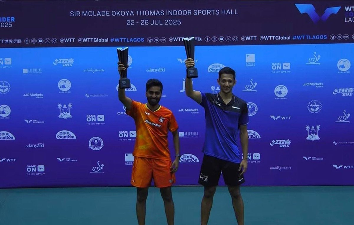 ONGC_'s tweet image. They stepped onto the court with focus.
In just under 22 minutes, they walked off as champions. 🏓
#PrideOfONGC @sathiyantt, partnering with Akash Pal, scripted a flawless victory at @WTTGlobal Contender Lagos 2025, overpowering France’s Leo de Nodrest & Jules Rolland in…