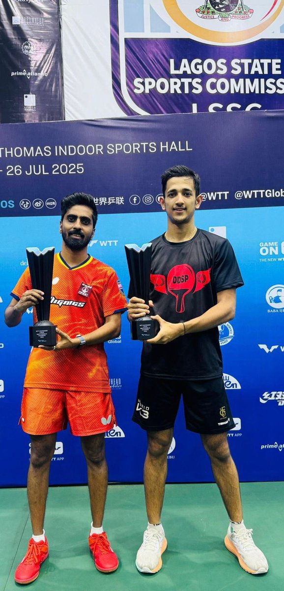 ONGC_'s tweet image. They stepped onto the court with focus.
In just under 22 minutes, they walked off as champions. 🏓
#PrideOfONGC @sathiyantt, partnering with Akash Pal, scripted a flawless victory at @WTTGlobal Contender Lagos 2025, overpowering France’s Leo de Nodrest & Jules Rolland in…