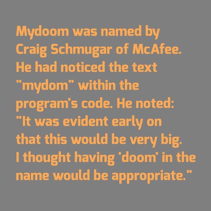 todayininfosec's tweet image. 2004: The Mydoom-O worm flooded search engines with automated searches, preventing millions of people from performing Google searches for 3 hours.
The horror! Forced to switch to AOL, Yahoo, AskJeeves, Excite, MSN, and Lycos for up to 3 hours!
