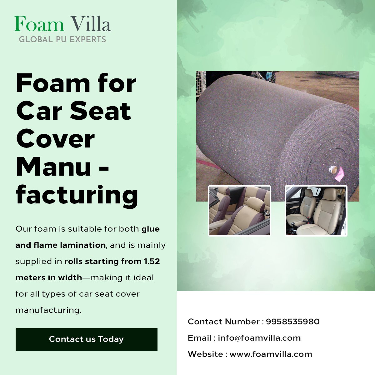 foamvilla's tweet photo. Premium foam boosts comfort and durability in car seat covers—perfect for automotive upholstery upgrades. Better support, longer life. #CarInteriors #SeatCovers #FoamTechnology #AutomotiveFoam #VehicleComfort https://t.co/iBIzO9vPRh