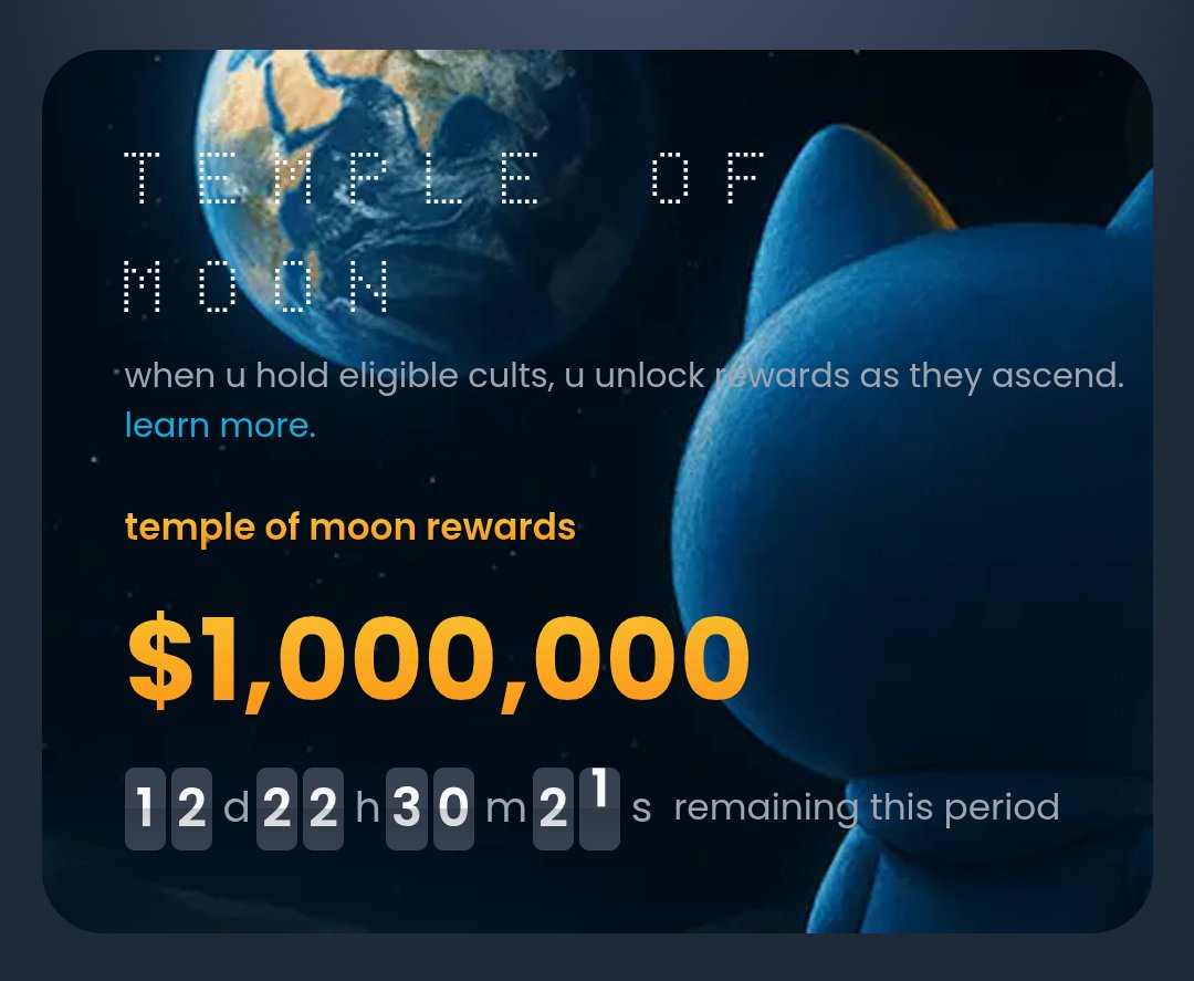 stellarxtr's tweet image. Good afternoon yappers!

Temple of moon in @boopdotfun just got extended to another 2 weeks!

keep pushing boop to the top!

$1,00,000 will be rewarded to users.

How much boop are u still holding? 👇🏻

#solana #web3 #boopdotfun #KaitoAI #crypto