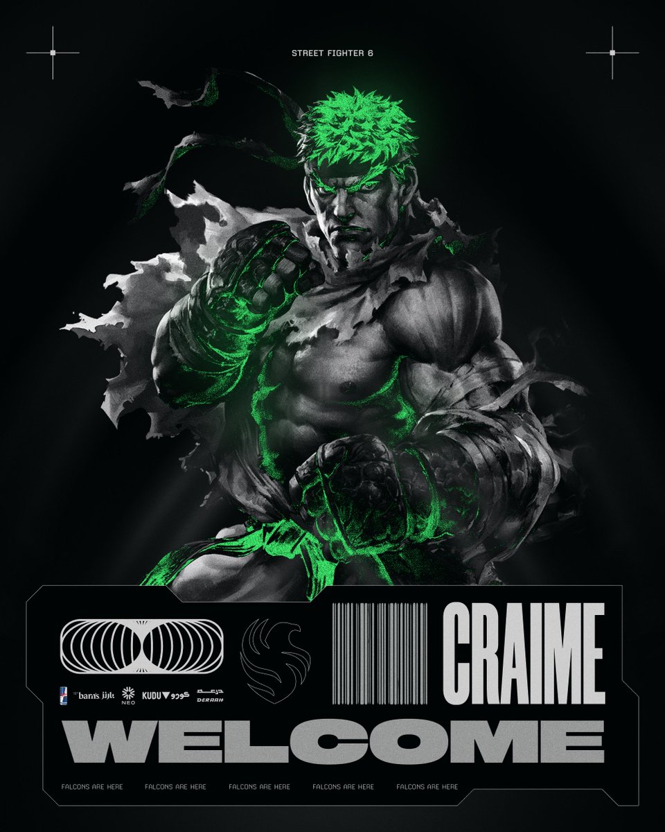 FalconsEsport's tweet image. Welcome home @Craimegod โ A new fighter in the field
โ ู
ููุงุชูู ุฌุฏูุฏ ูุตู ููุตููุฑ! ๐ฆ
ุฑุญุจูุง ู
ุนูุง ุจูุงุนุจูุง ุงูุฌุฏูุฏ "CRAIME" ูู ูุนุจุฉ ุณุชุฑูุช ูุงูุชุฑ 6! ๐ซก๐
#FalconsAreHere