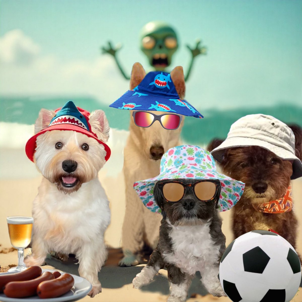 Helen09Porter's tweet image. Just a few fwiends avin a Lickle snack on de beach. Dis iz de life #zzst @jackiewhitting5 @BeanPaisley @AviwhiteGSD