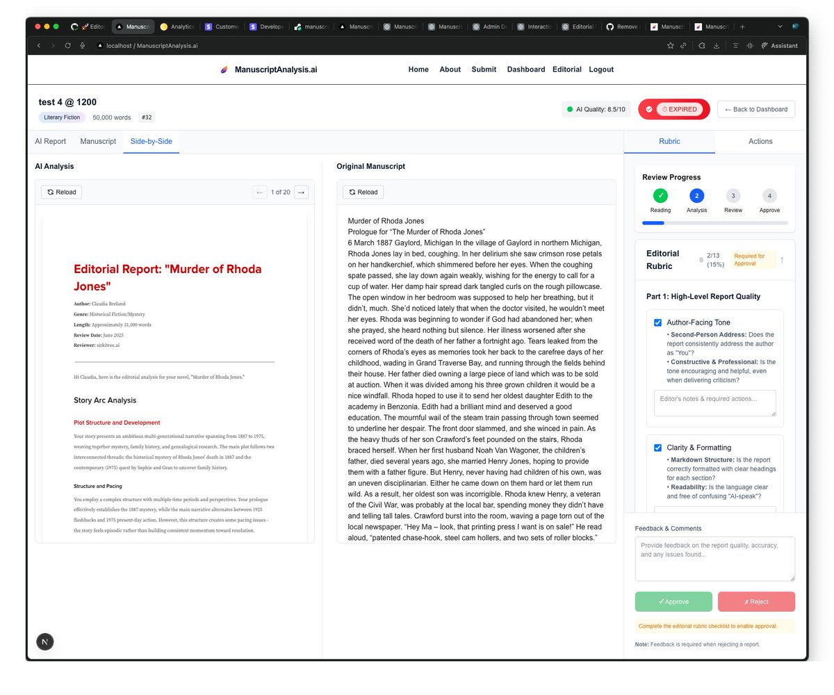 manuscript0r's tweet image. We&apos;re nearing launch! The editorial dashboard is complete, enabling our experts to review reports. 

Here&apos;s a sneak peek at what our editors will see.