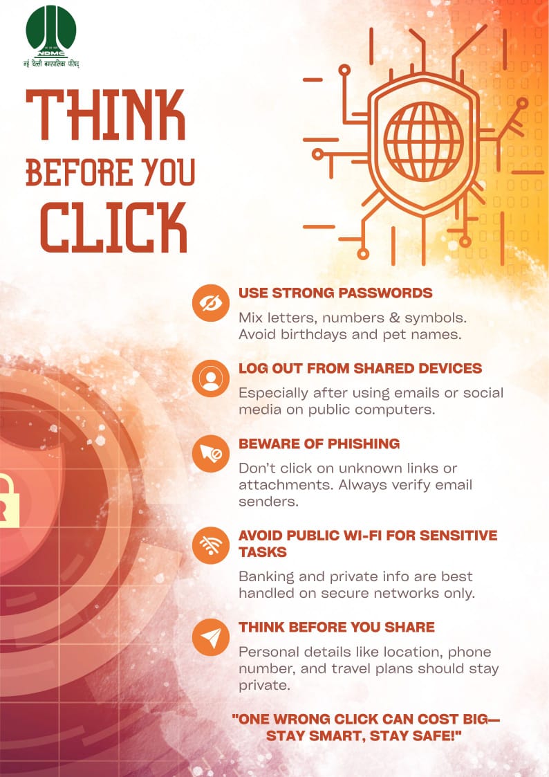 tweetndmc's tweet image. 📢 #NDMC | THINK BEFORE YOU CLICK🛡️
NDMC never threatens or makes unsolicited calls for its services.
🔐 Use strong passwords
🚪 Log out on shared systems
⚠️ Verify links
📶 Avoid public Wi-Fi
🙅‍♀️ Be cautious with personal info
🛡️ Stay alert. Stay secure.
#DigitalNDMC #CyberSafety