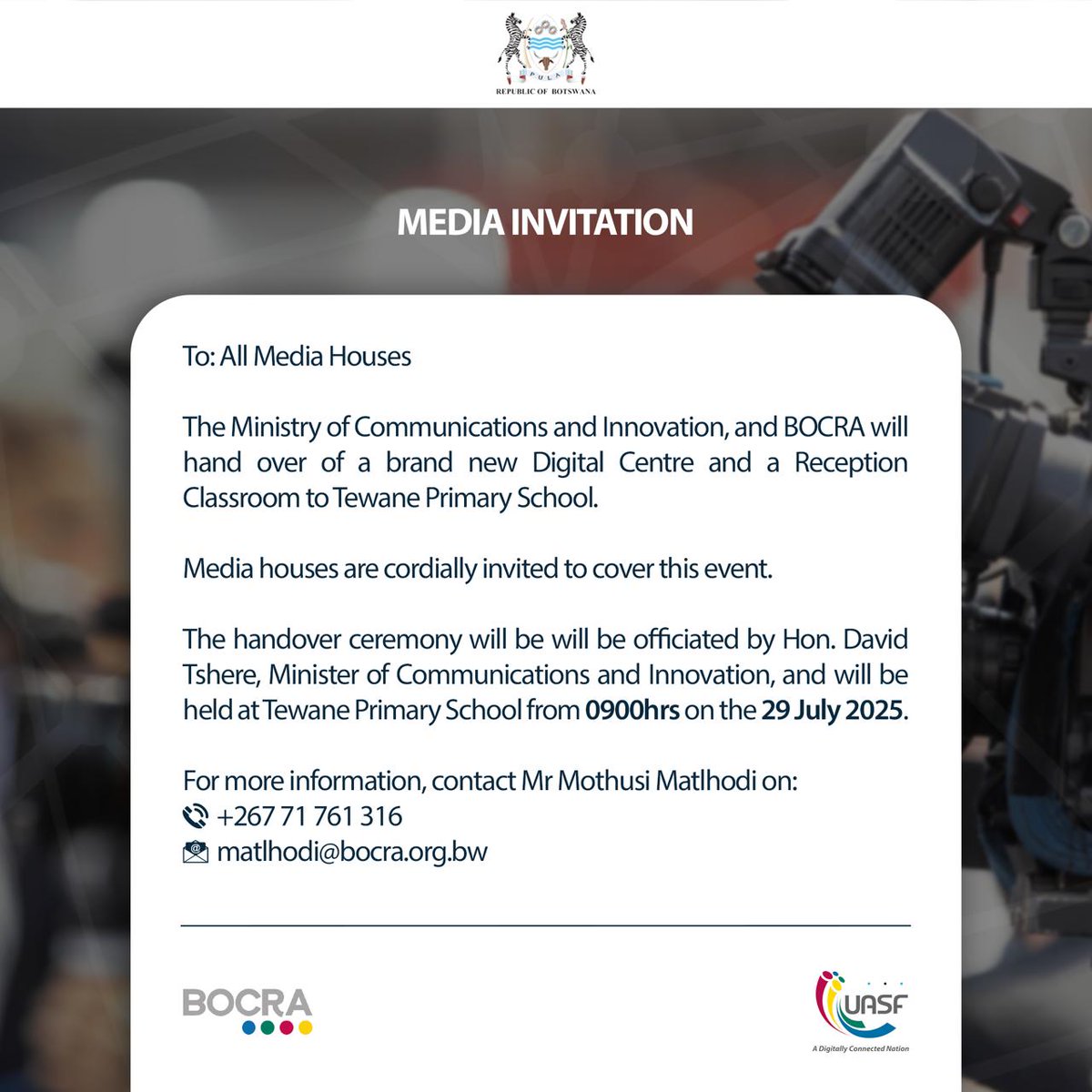 Media Invitation

#BOCRA