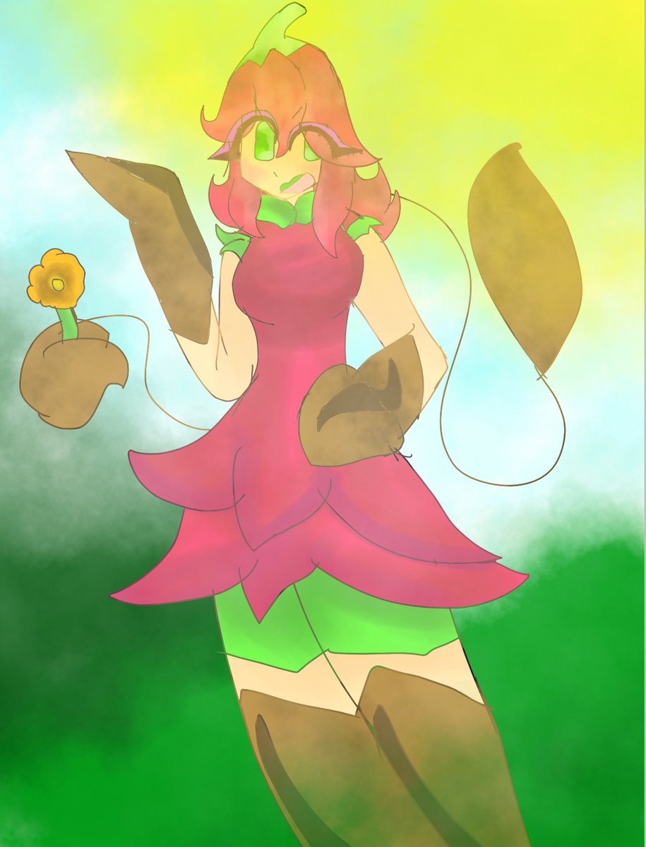 sillegoober's tweet image. Idk redrew an old flower girl I drew