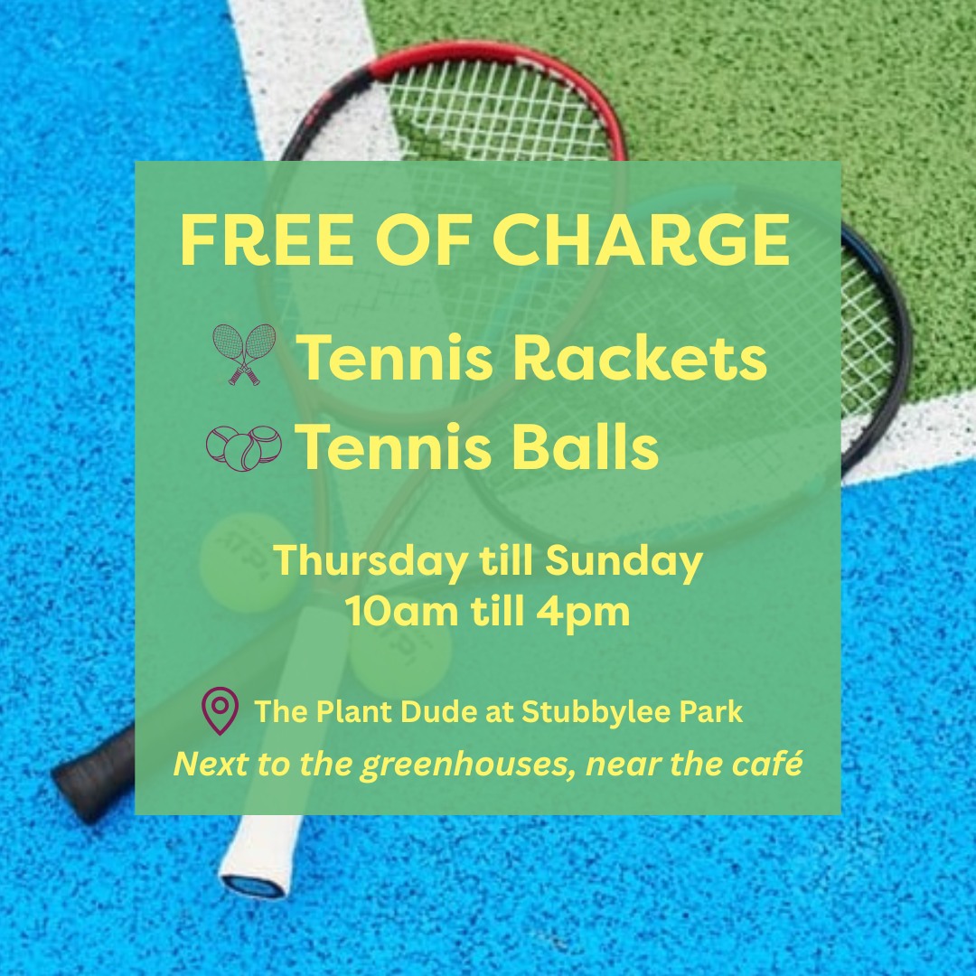 You can now borrow rackets and balls for FREE at Stubbylee Park! 👉Pop over to The Plant Dude (next to the greenhouses near the café) between 10am – 4pm, Thurs to Sun.

✅ Just show proof of your court booking, and you’re ready to play!

📲 Book now via: clubspark.lta.org.uk/RossendalePark…