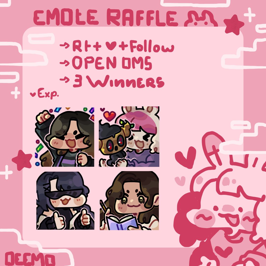 Deemo_e's tweet image. ❄️ EMOTE RAFFLE 🩷
As thank you all the support!

✦ 3 Winners will be picked!

RULES:
✦  RT + like + follow me
✦ Comment something nice for an extra entry (add a cute emoji so Ik you read this)

⏰ [ ENDS AUG 4TH, 2025 ]