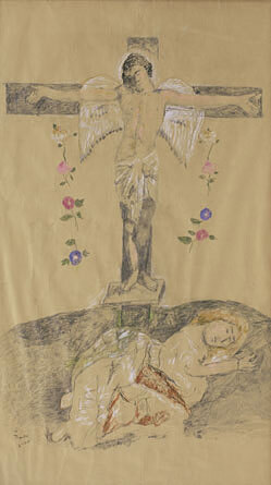 Tsaroychis's tweet image. Eros on the cross and Stella Violandi wikiart.org/en/yiannis-tsa…