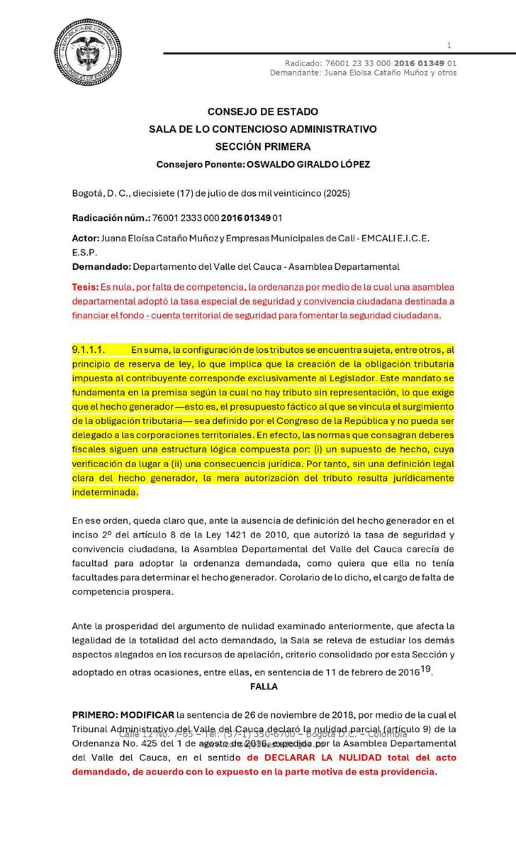 LeonFredyM's tweet image. Lo advertimos desde el inicio: la tasa de seguridad de @AndresJRendonC es inconstitucional, abusiva y un retroceso.
En el Valle ya fue declarada su nulidad. En Antioquia también caerá, como lo ha advertido el diputado @juandavidmuoz22 quien la demandó ante el Consejo de Estado.…