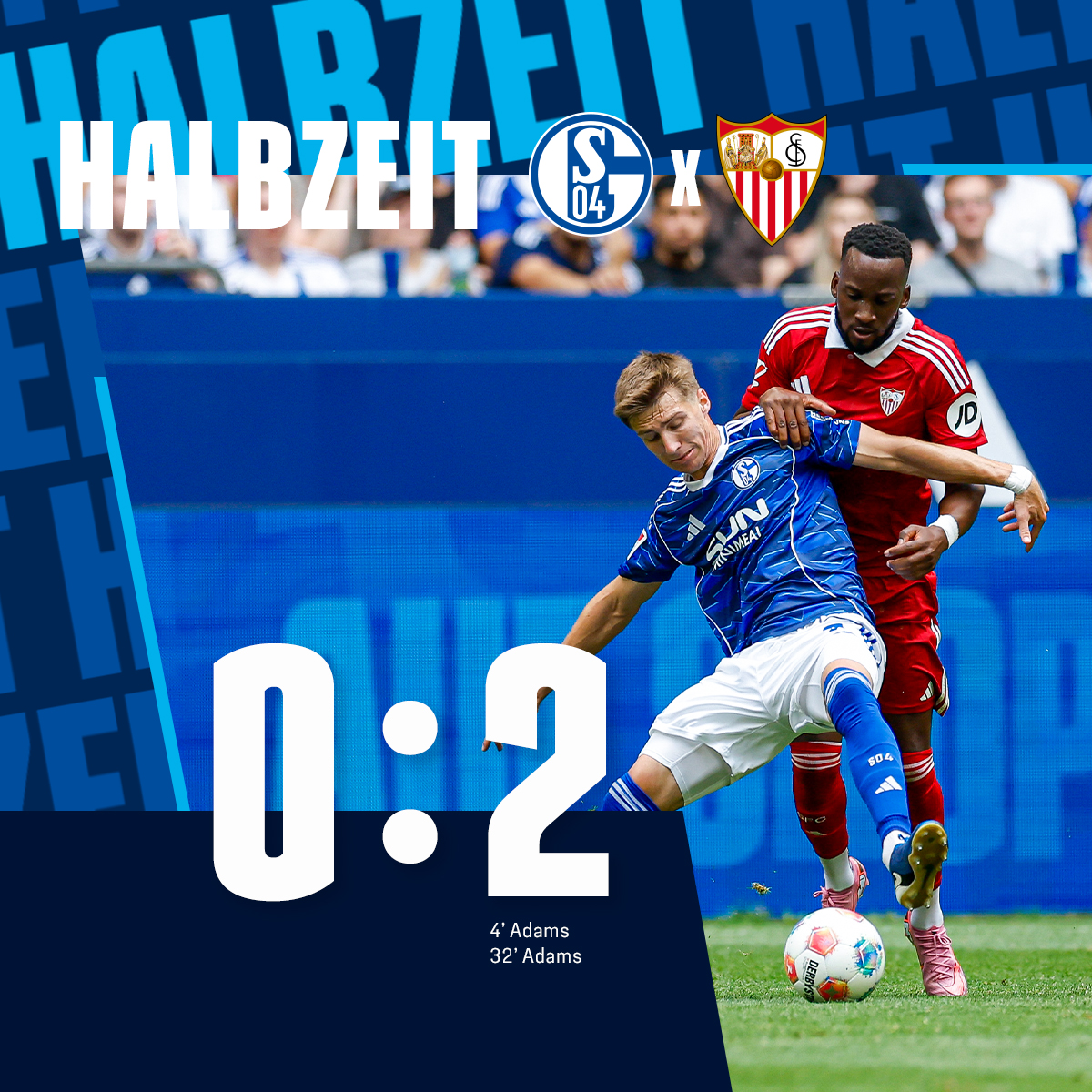 s04's tweet image. +++ HALBZEIT +++
Die Gäste führen nach dem ersten Durchgang.
⏱️ 45' | #S04SFC 0:2 | #S04