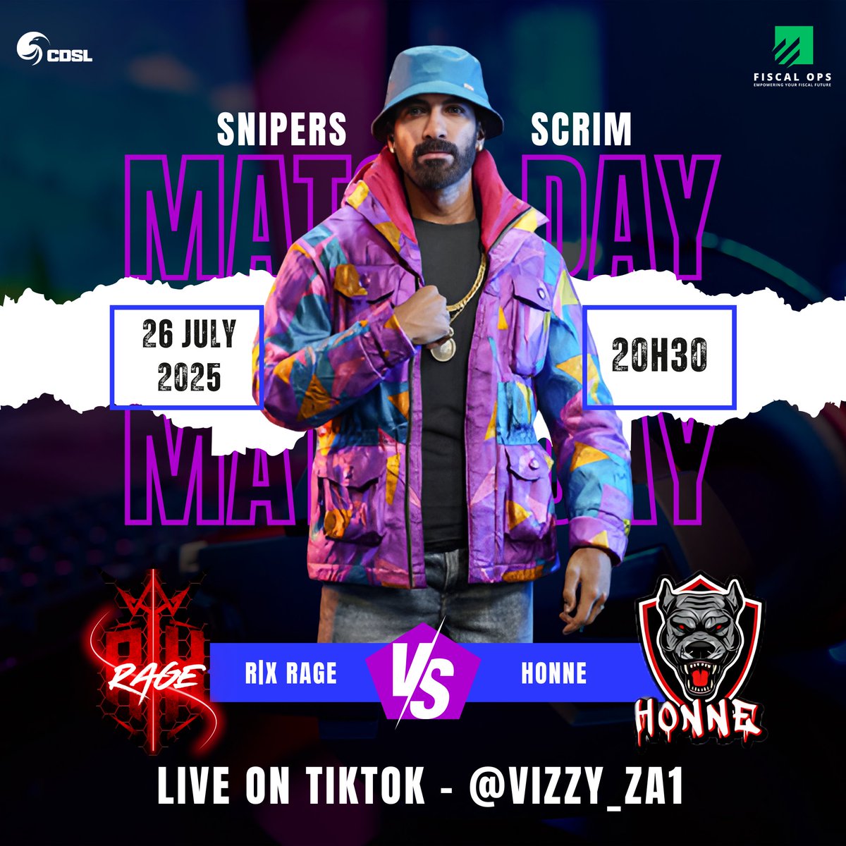 🎯 Live tonight at 20h30!
Join us as our snipers take on Honne in what’s sure to be a great match.
Tune in, cheer them on, and enjoy the action!
Tiktok: tiktok.com/@vizzy_za1/live
#CODSnipers #RevvixGaming #GameDay