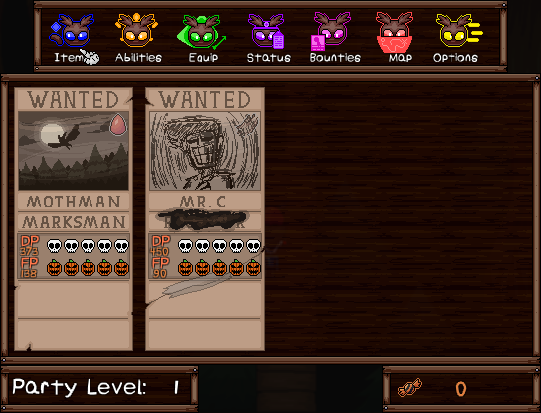 In HorrorVale: Act M, the menus change to suit Mothman as well.