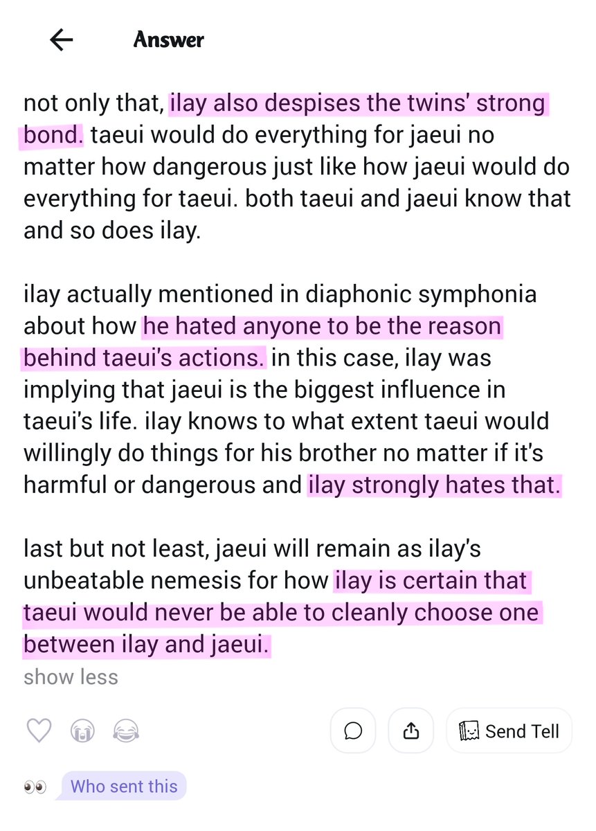 _teui's tweet image. ❓ ... can you please tell me why is ilay more jealous with jaeui rather than christoph? ...
💬 ... because jaeui possesses something crucial that ilay believes he'd never achieve; the red string of fate to tie taeui down to him forever. ...
╰┈➤ tellonym.me/minervas/answe…