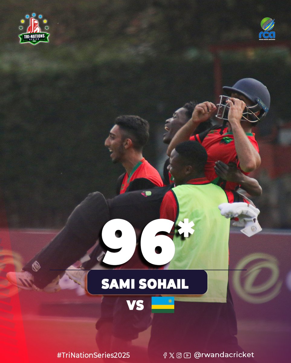 RwandaCricket's tweet image. Matchday 7 results!
Malawi beat Rwanda by 9 wickets, chasing 158 in 19.5 overs.
Player of the Match: Sami Sohail – 96* (71) and 3 wickets.
Malawi are through to the final!
#TriNationSeries2025
@cricketmalawi