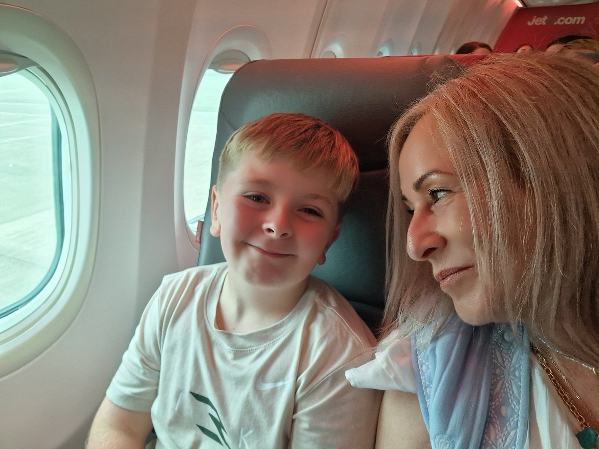 HazelLyon16's tweet image. Despite a 90 min delay, Paphos I&apos;m on my way or I will be! Me and my first born Zachary (grandchild)