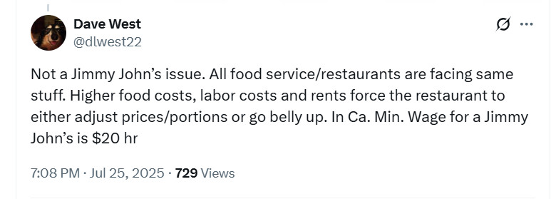 ASterling's tweet image. Some "man" (it's almost always a male-seeming account that also promotes crypto and 'day trading') ALWAYS says this on ANY post involving ANY kind of food/restaurant meals.
So, for the record, out of 500-600 business plans I've never run any related to any food industry at any…