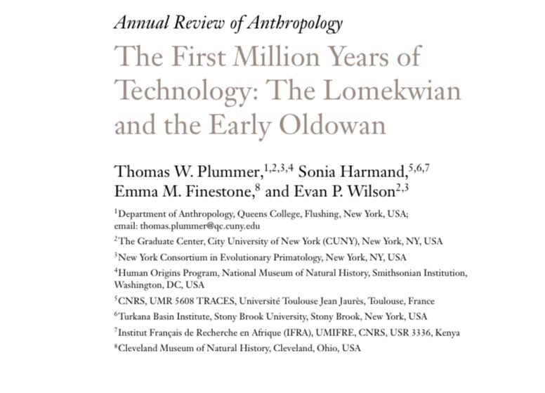 finestone_emma's tweet image. Excited to be a co-author on our new article “The First Million Years of Technology: The Lomekwian and the Early Oldowan” now published online in the Annual Review of Anthropology. Feel free to DM or email for a copy
annualreviews.org/content/journa…
