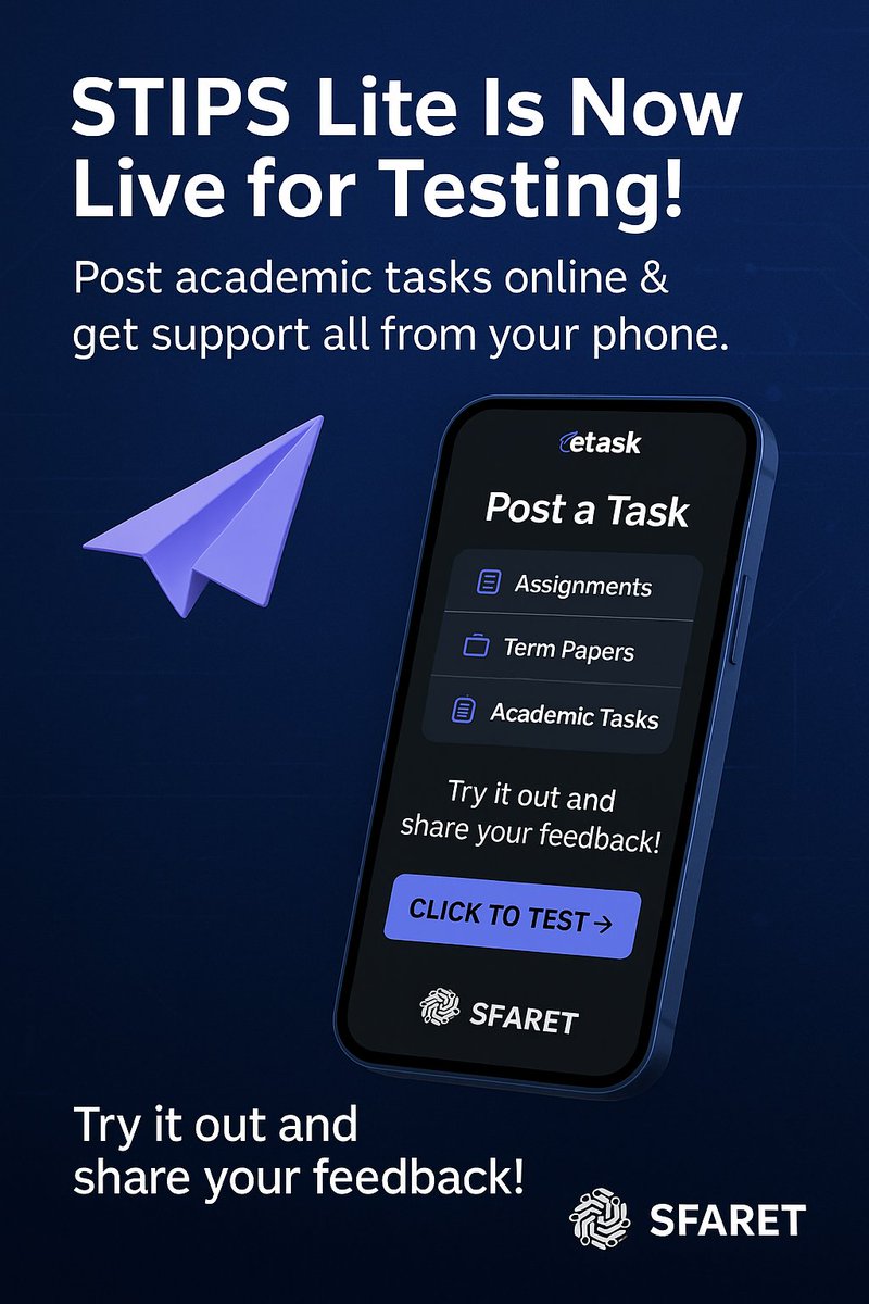 SfaretTech's tweet image. 🚀 StipsLite Is Ready for You!

We’re excited to announce that StipsLite, our streamlined academic task management web app, is now LIVE for testing!

📲 APP LINK: bit.ly/m/Stipslite-App

📝 SHARE YOUR FEEDBACK: lnkd.in/gBRcDVny

#StipsLite #SfaretTech #EduTechAfrica