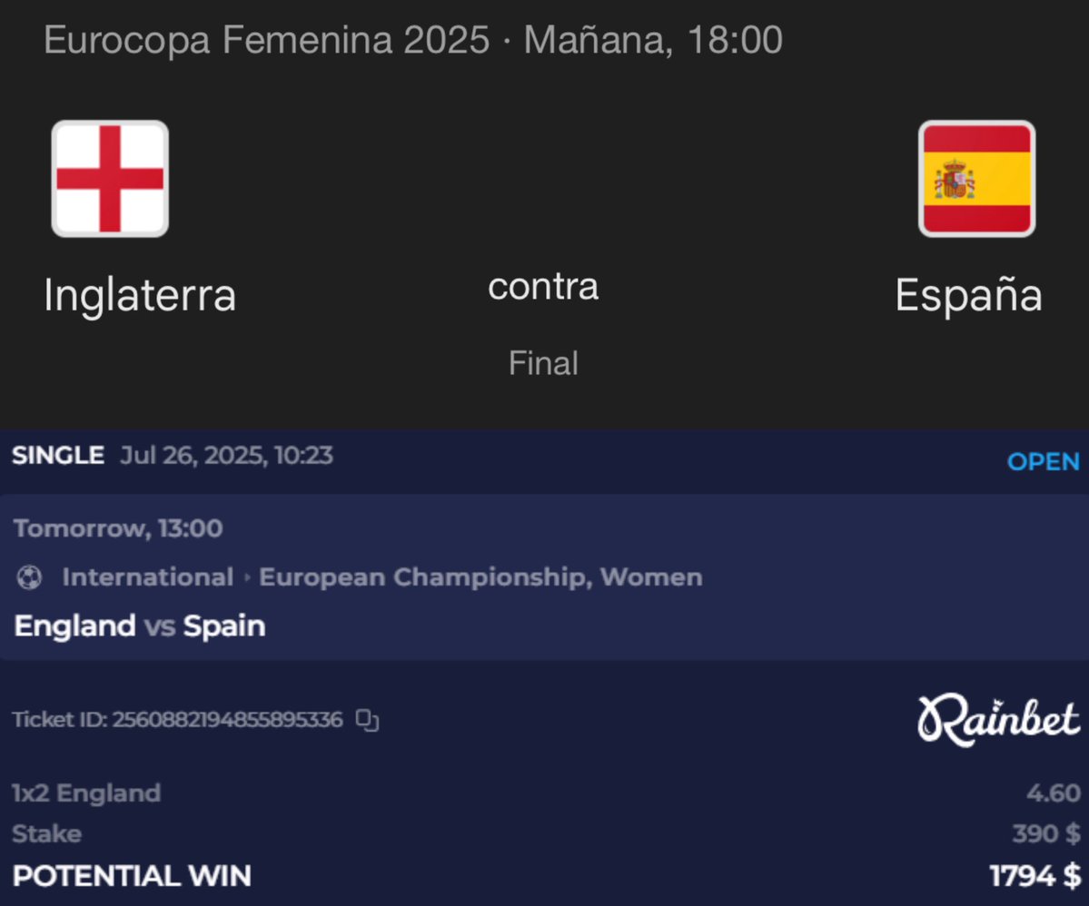 Castillo__Rm's tweet image. Mañana es día de ganar pasta y aunque me joda las inglesas van a ganar la Euro a Aitana y compañía. No podemos ganarle tres finales seguidas en tres años a estos.
Regalan dinero.