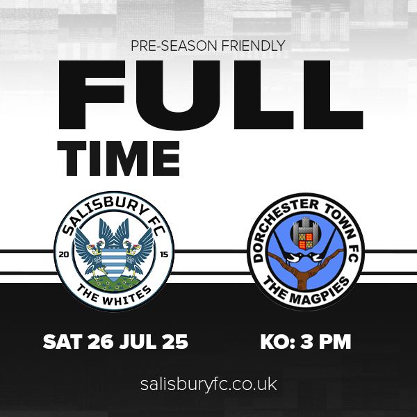 FULL TIME

A warm afternoon sees a comfortable win for the Whites.

Goals from Coppin and Higgs (2).

Salisbury 3 - 0 Dorchester Town

#COYW