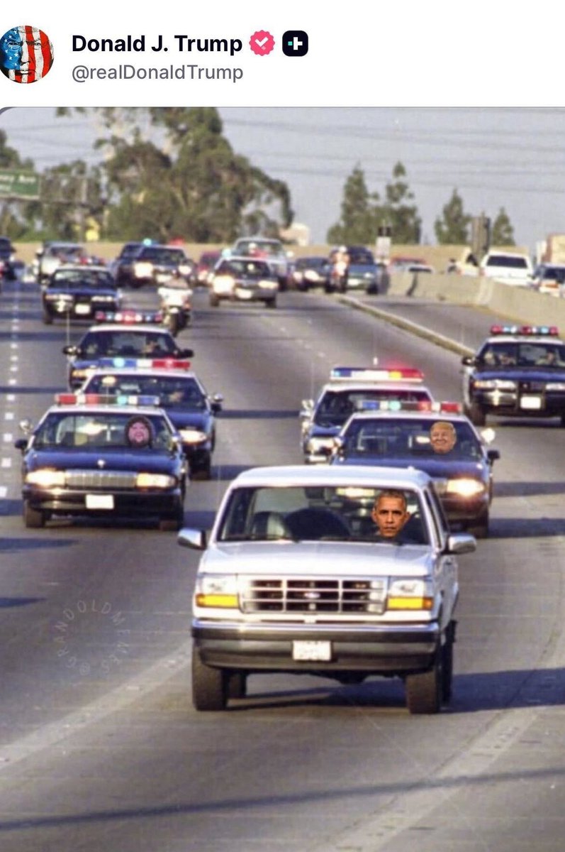Trump just posted this meme of he and JD chasing Obama.  😂😂😂