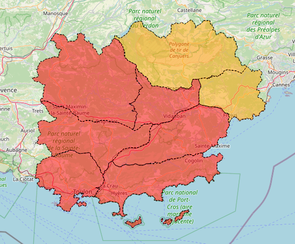 Préfet du Var (@prefet83) on Twitter photo #FeuxDeForêt | ⚠ Dimanche 27 juillet dans le #Var :
🔴 Risque incendie 🔥 TRÈS SÉVÈRE pour les massifs des Monts Toulonnais, de la Sainte-Baume, du Haut-Var, de la Corniche des Maures, des Maures et du Centre-Var et des Iles d'Hyères : ⛔️ accès, circulation, promenade et travaux #FeuxDeForêt | ⚠ Dimanche 27 juillet dans le #Var :
🔴 Risque incendie 🔥 TRÈS SÉVÈRE pour les massifs des Monts Toulonnais, de la Sainte-Baume, du Haut-Var, de la Corniche des Maures, des Maures et du Centre-Var et des Iles d'Hyères : ⛔️ accès, circulation, promenade et travaux