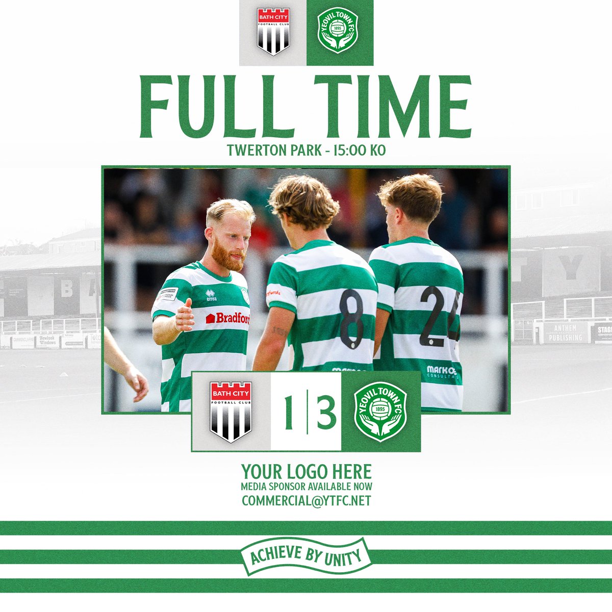 YTFC's tweet image. FT | Bath City 1-3 Yeovil Town

A good display from the Glovers, with all our goals coming in the first half!

#YTFC 💚