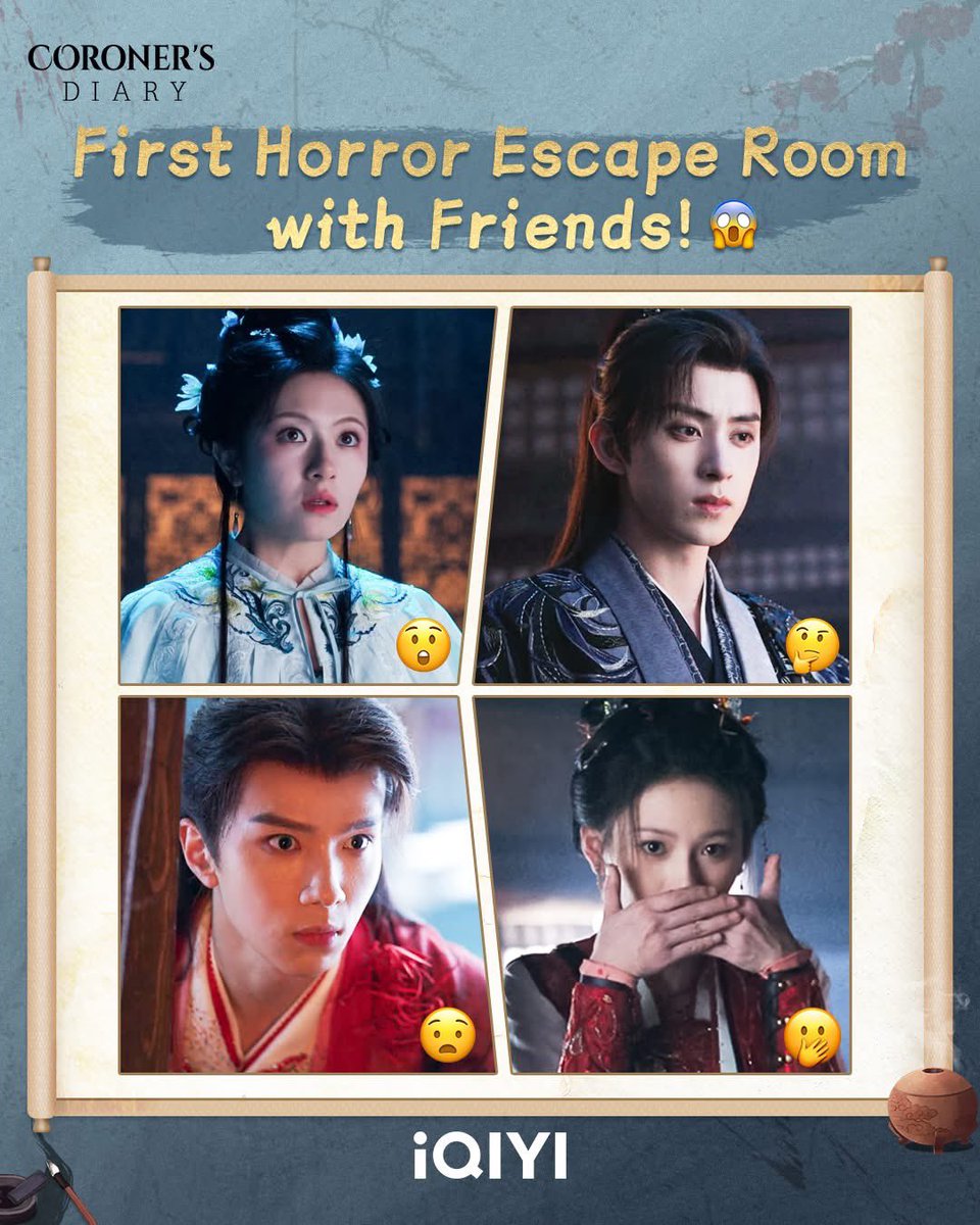 iQIYI's tweet image. First time doing escape room with friends 🔒🧩👫
#iqiyi #iqiyioriginal #coronersdiary #lilandi #aoruipeng #yuchengen #shenyujie #cdrama #costumedrama #mustwatch #iqiyicreative
#爱奇艺 #陆剧 #朝雪录 #李兰迪 #敖瑞鹏 #余承恩 #沈羽洁