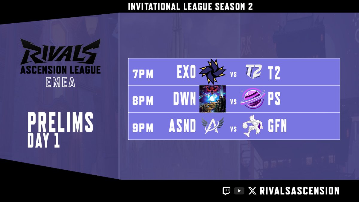 Diatonic (@diatonicrivals) on Twitter photo <a href="/RivalsAscension/">Rivals Ascension League</a> is BACK and better than ever! AMER, EMEA, and LATAM are all being represented in Season 2!!
I'm LIVE in the booth with EMEA action, feat. <a href="/ExOblivioneGG/">Ex Oblivione</a>, <a href="/DawncoreMR/">Dawncore</a>, <a href="/PlanetSainage/">Planet Sainage</a>, <a href="/Groot_FN/">Groot FN</a>, and more!
🎥twitch.tv/rivalsascension <a href="/RivalsAscension/">Rivals Ascension League</a> is BACK and better than ever! AMER, EMEA, and LATAM are all being represented in Season 2!!
I'm LIVE in the booth with EMEA action, feat. <a href="/ExOblivioneGG/">Ex Oblivione</a>, <a href="/DawncoreMR/">Dawncore</a>, <a href="/PlanetSainage/">Planet Sainage</a>, <a href="/Groot_FN/">Groot FN</a>, and more!
🎥twitch.tv/rivalsascension