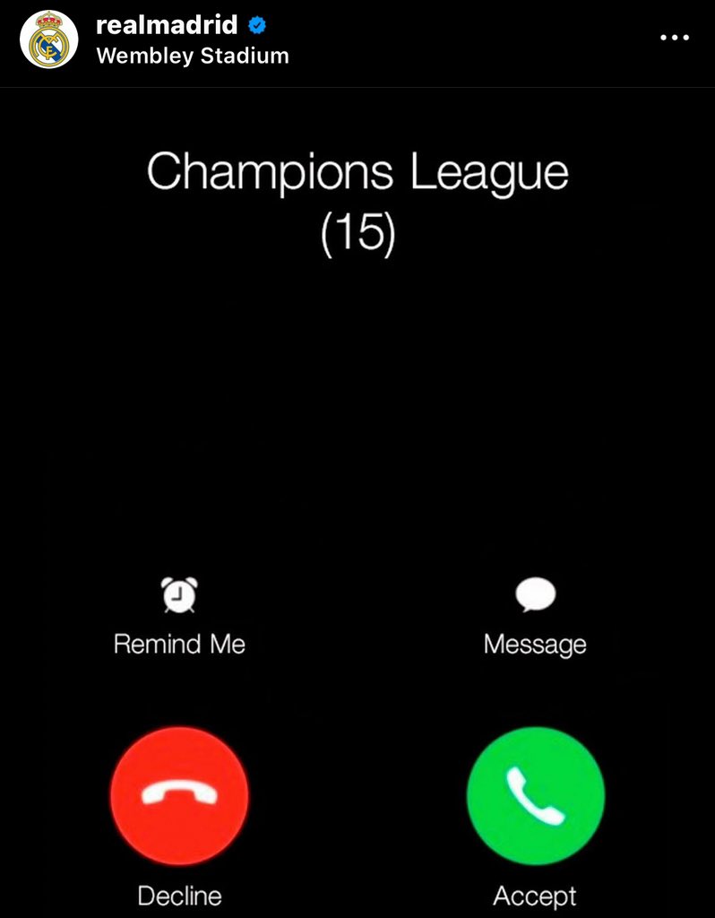 🔙🔙🔙 
حساب ريال مدريد الرسمي عبر الإنستغرام ليلة تحقيق الخامسة عشر 😢😢😢