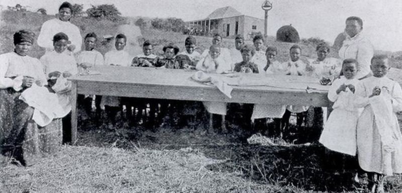 Nokutela Dube with some of her students at the Ohlange Institute, c 1901.